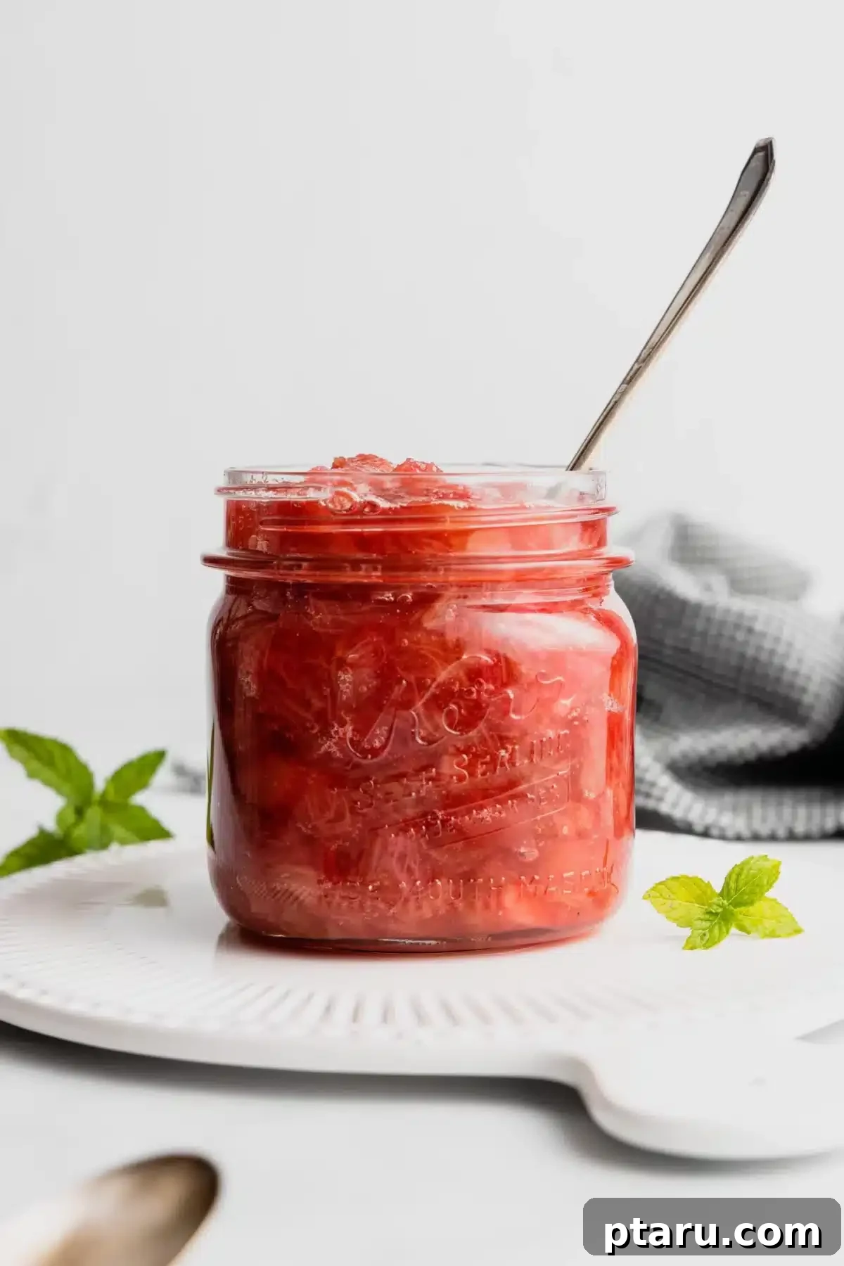 Favorite Easy Rhubarb Recipes You'll Make Forever 20 A bowl of Easy Rhubarb Compote, ready to be served.