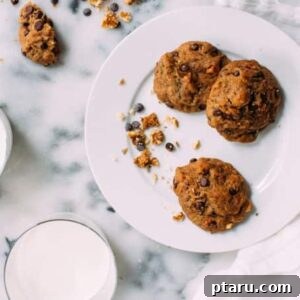 Close-up of a single Zucchini Chocolate Chip Cookie.