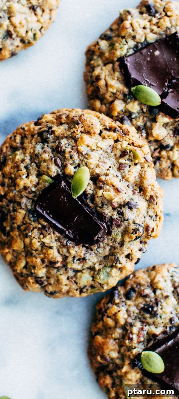Wholesome Currant and Seed Cookies 5 Close-up of a wholesome cookie with seeds, currants, and chocolate, perfectly baked and ready to eat.