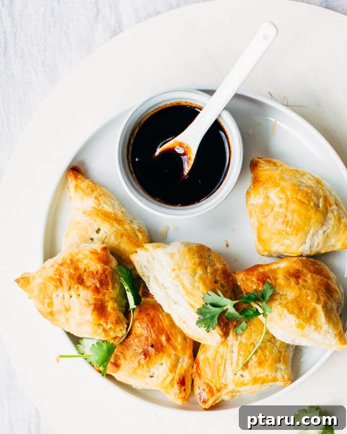 Effortless Flaky Samosas 2 Delicious vegetarian spiced potato flaky samosas made with a shortcut puff pastry recipe