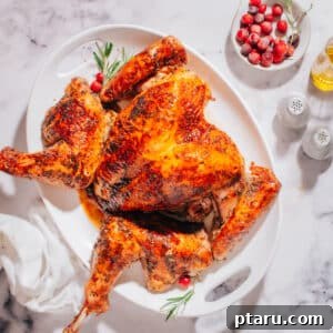 Spatchcock turkey on a plate.