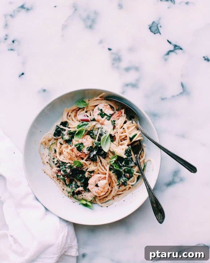 Vibrant Shrimp Alfredo with Chard and Zucchini 2 Chard & Zucchini Shrimp Alfredo