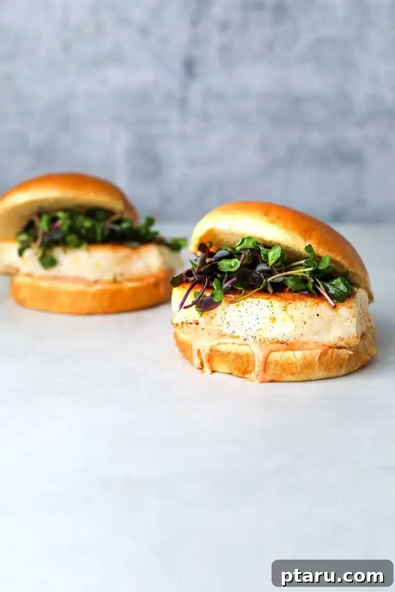 Halibut Perfection: Top Online Recipes 15 Gourmet Halibut Burgers with spicy sriracha aioli.
