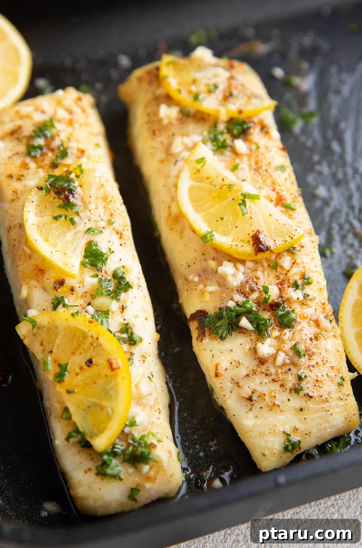 Halibut Perfection: Top Online Recipes 6 Perfectly baked halibut with garlic butter sauce.