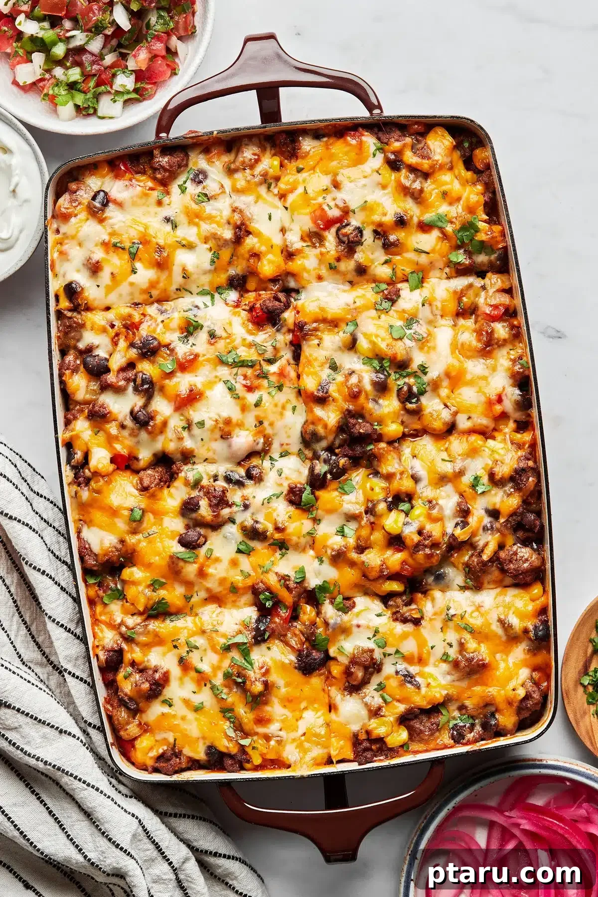 Ground Beef Casserole Recipes You Never Knew You Loved 13 Layers of cheese, beef, and spices in a delicious Enchilada Casserole.