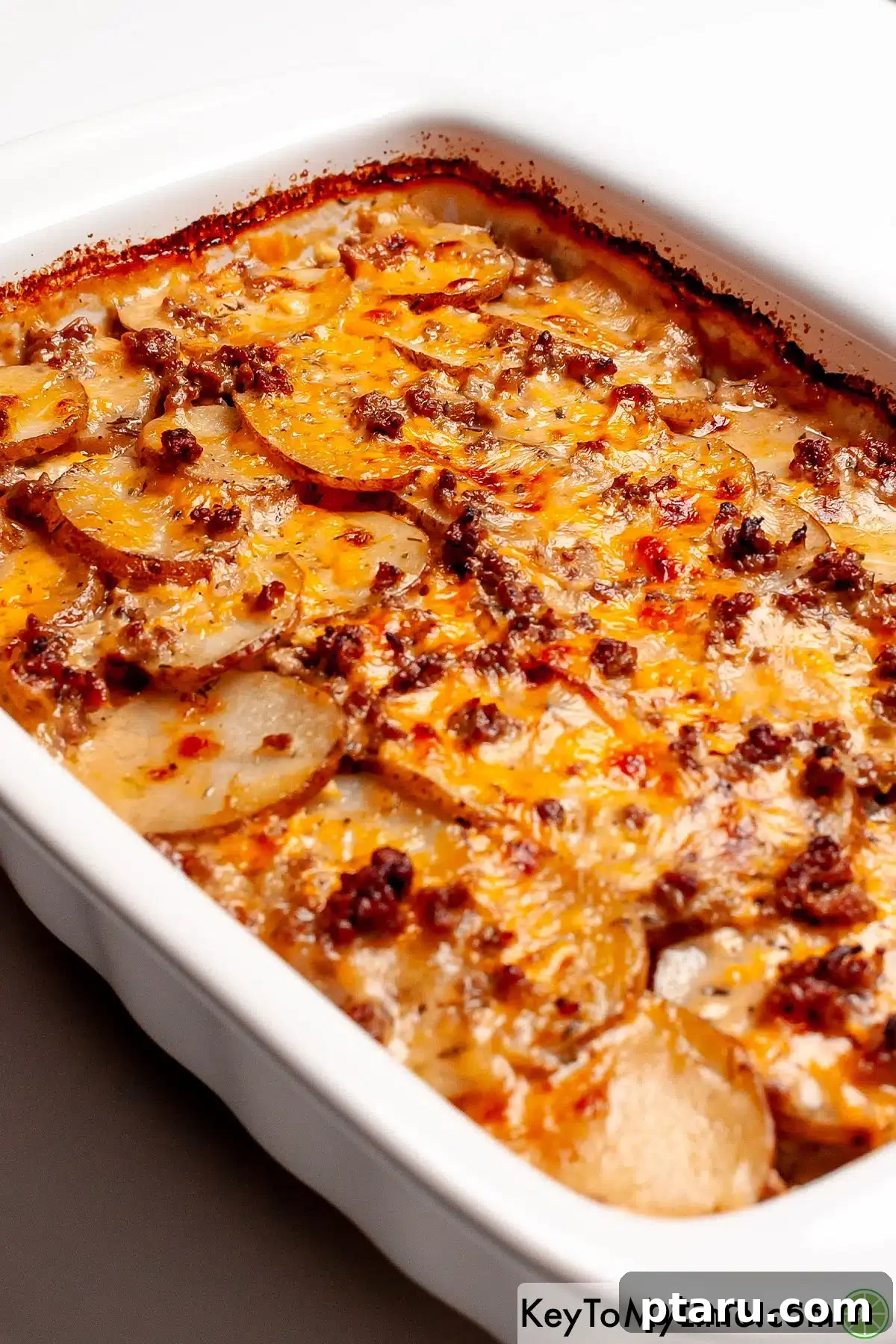 Ground Beef Casserole Recipes You Never Knew You Loved 9 Rich Hamburger Potato Casserole, featuring layers of beef and potatoes.