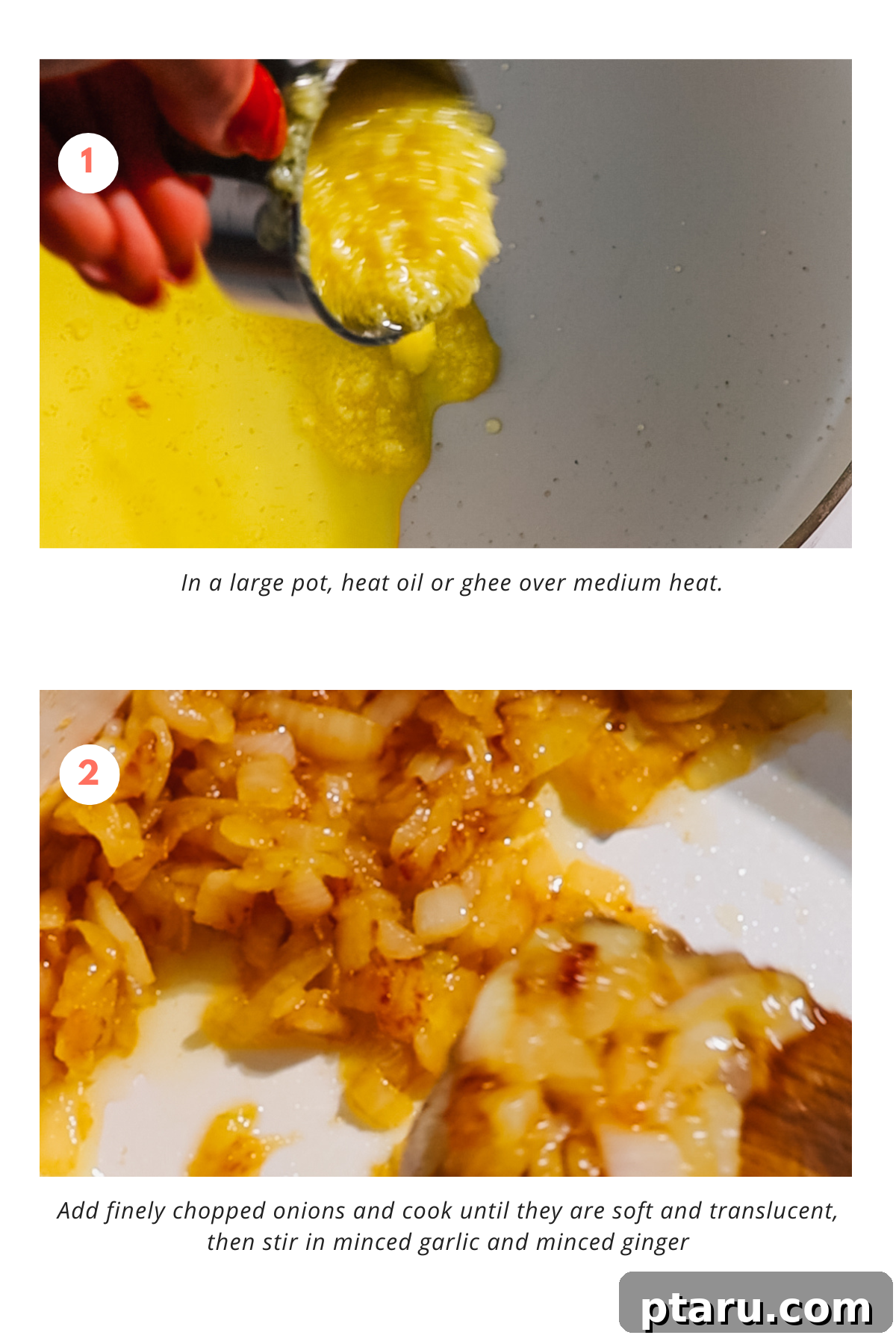 Speedy Coconut Chickpea Curry 4 Step-by-step image showcasing sautéed onions, garlic, and ginger as the base for the curry.