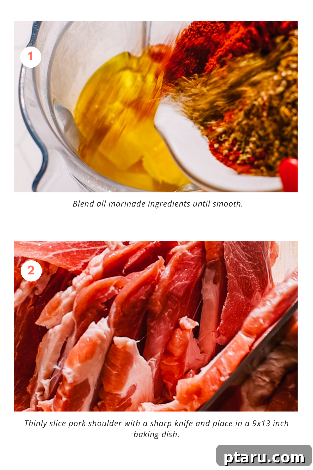 Effortless Tacos Al Pastor 5 Marinade ingredients blended smooth in a blender