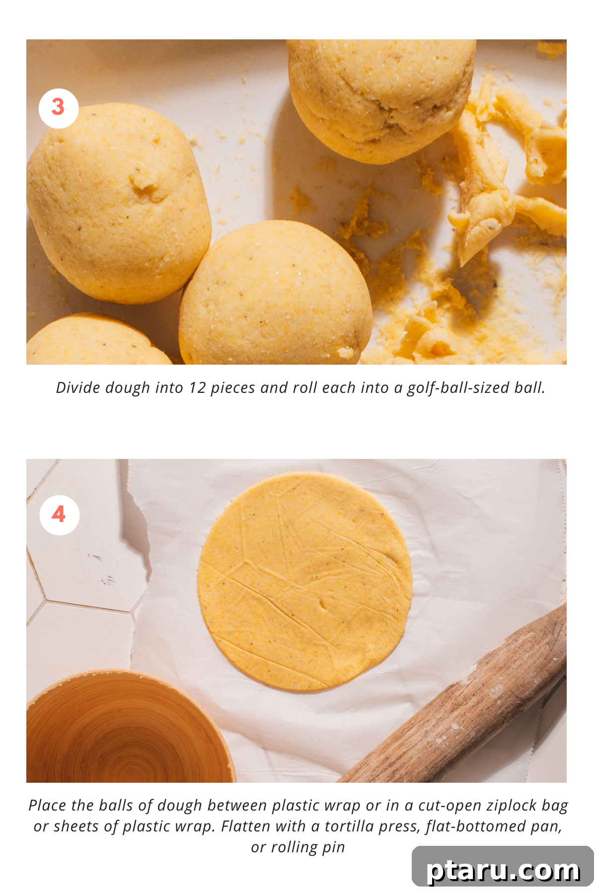 Perfectly Soft Homemade Corn Tortillas Made Easy 5 Visual steps for cooking homemade corn tortillas on a hot skillet and keeping them warm