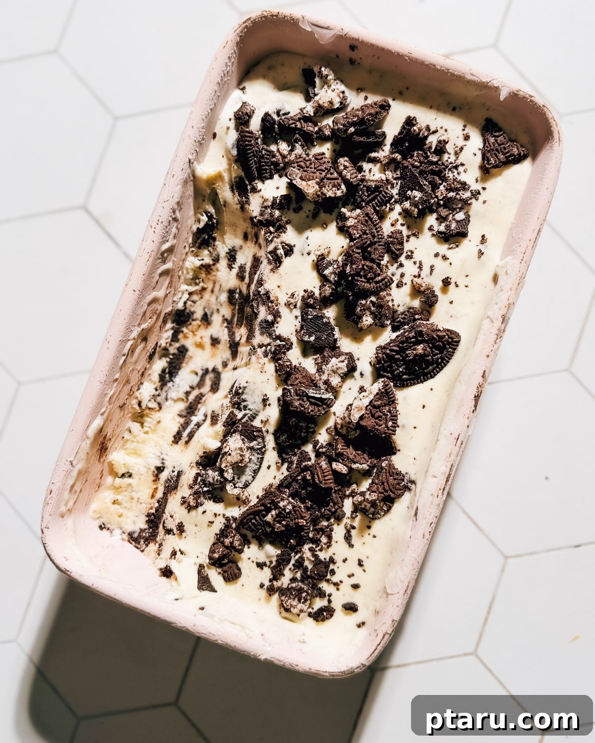 Effortless No-Churn Cookies and Cream Delight 4 Cookies and cream ice cream in plate