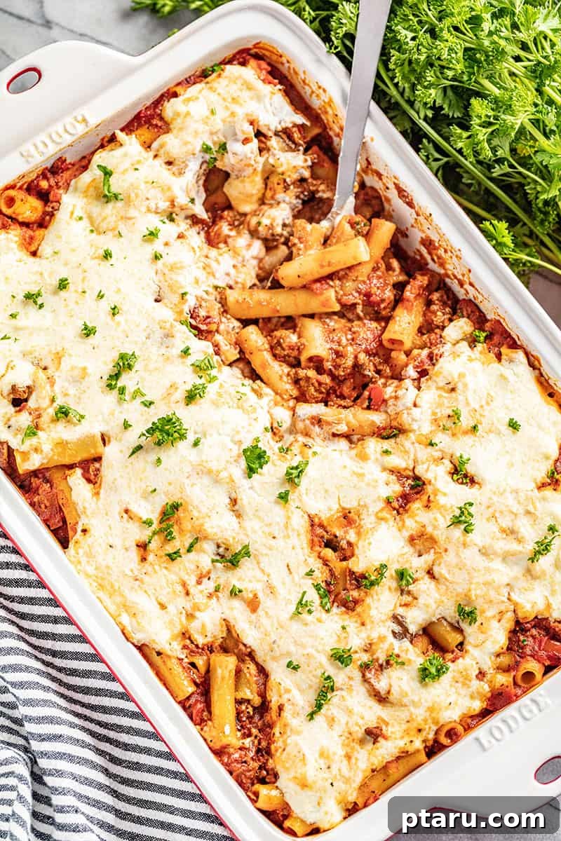 26 Hearty Meat Sauce Recipes: Delicious Dinners and Easy Leftovers 18 Baked Ziti, a classic Italian baked pasta dish.