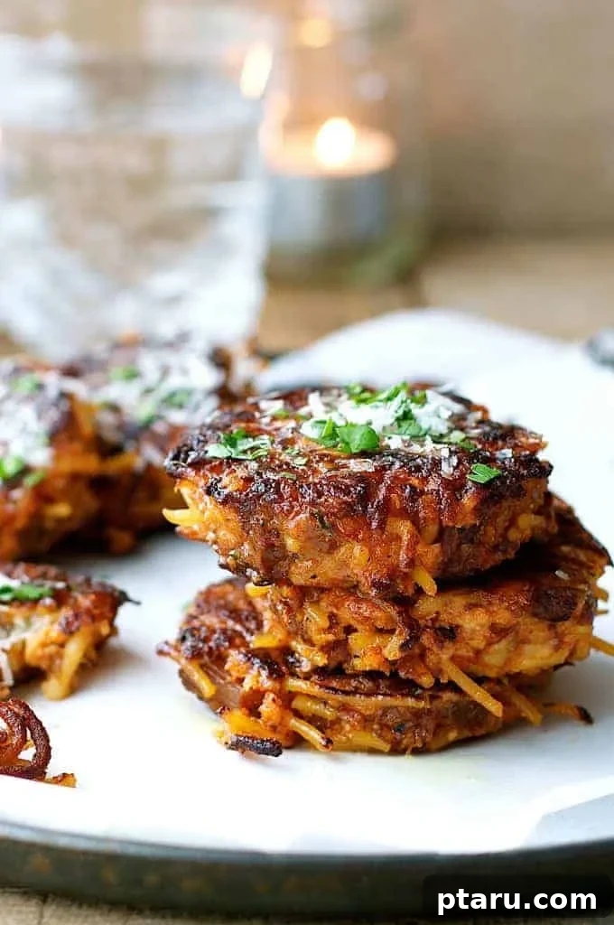 26 Hearty Meat Sauce Recipes: Delicious Dinners and Easy Leftovers 19 Leftover Pasta Fritters, a fun snack or lunch box idea.