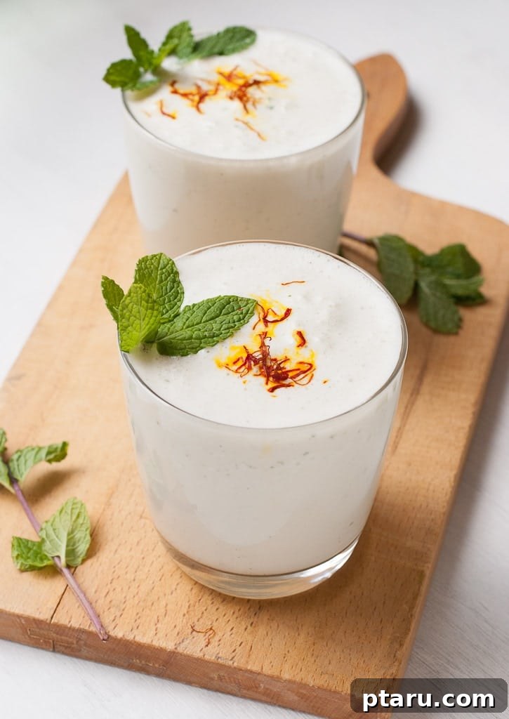 The Ultimate Guide to Indian Beverage Recipes 19 Sweet Mint Lassi, a refreshing yogurt drink with fresh mint.
