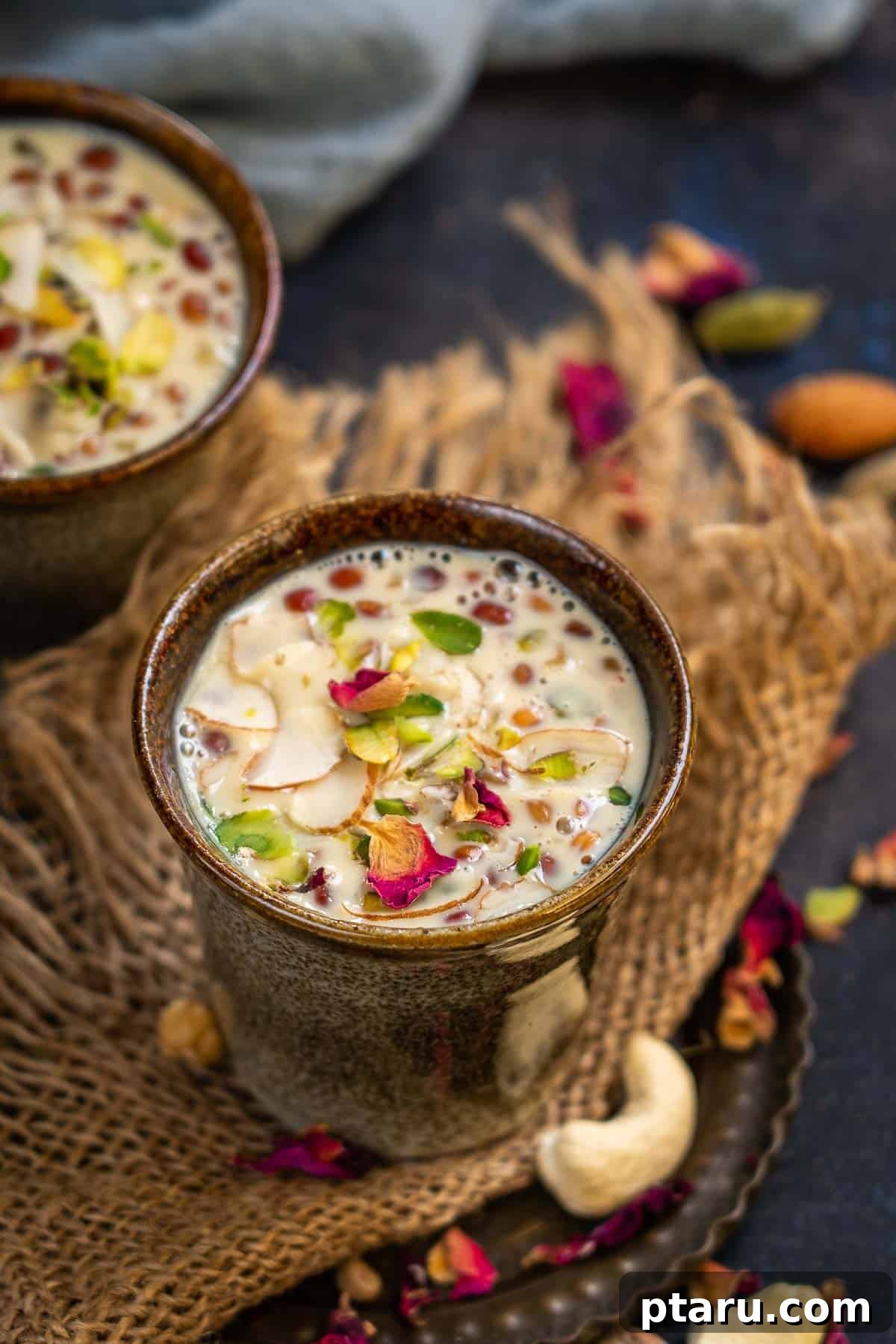 The Ultimate Guide to Indian Beverage Recipes 9 Basundi, a traditional Indian thickened milk dessert drink, beautifully presented.