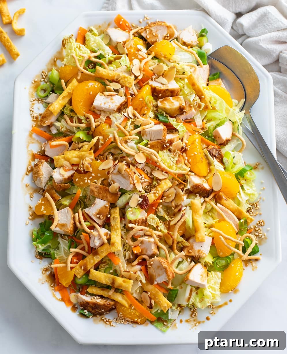 28 Plus Healthy Chicken Recipes Made Easy Delicious and Dietitian Endorsed 34 Chinese Chicken Salad with Mandarins, crunchy noodles, and fresh greens.