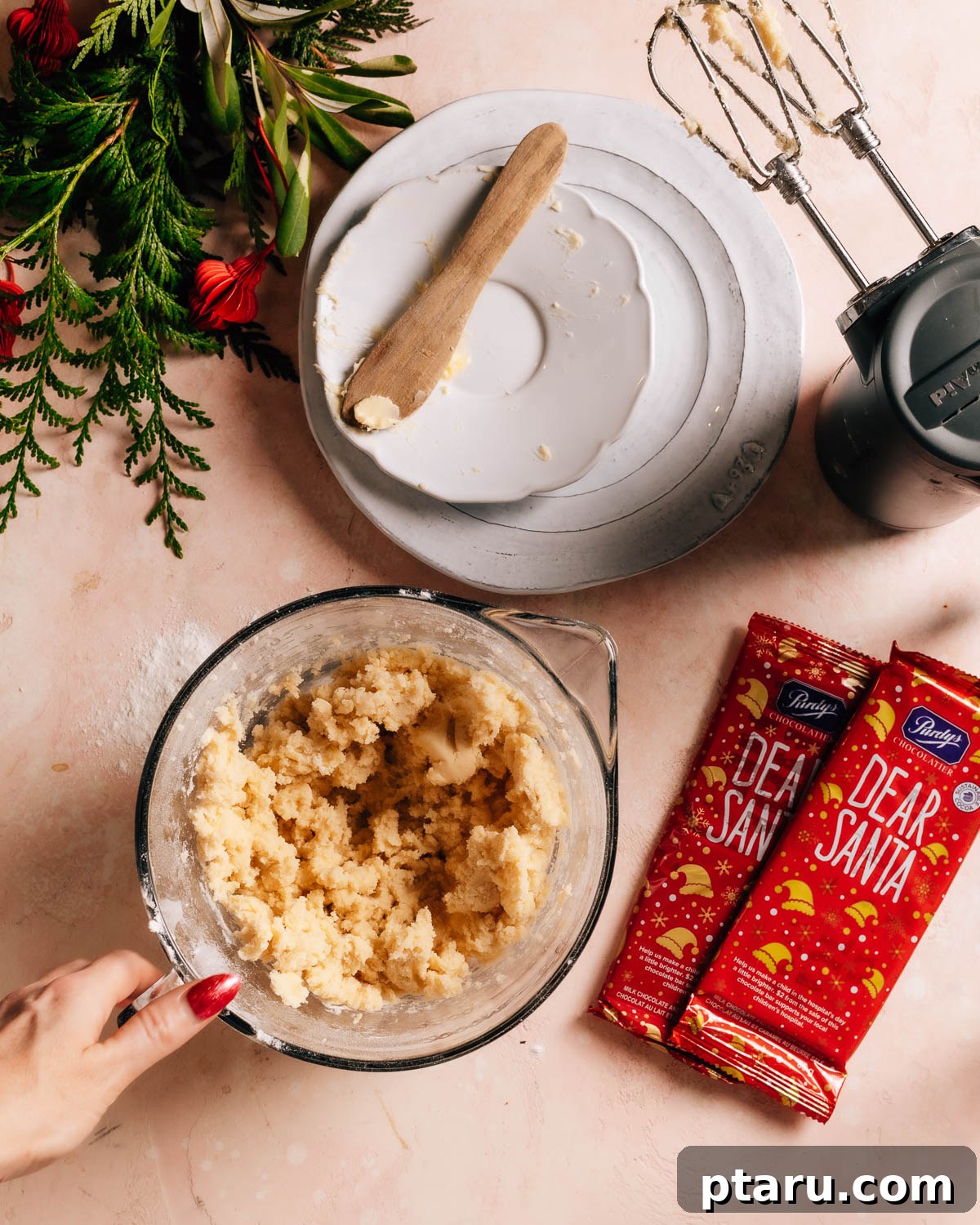 Effortless One Bowl Chocolate Dipped Shortbread 4 Step 1: Creaming butter and sugar for shortbread dough.