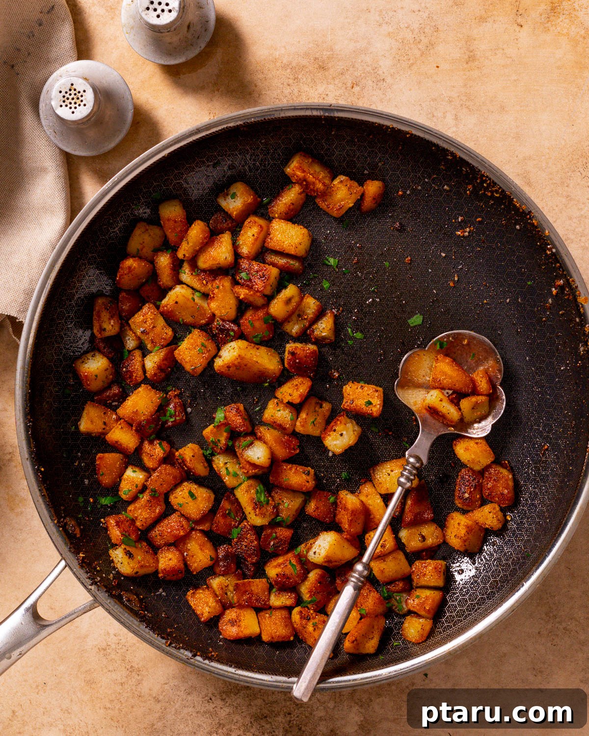 Crispy Fluffy French Fries 9 Crispy Fried Potatoes cooking in a skillet