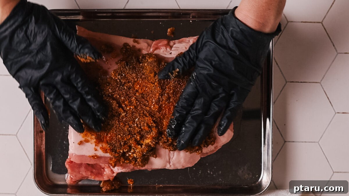 Air Fryer Pork Loin Perfection 6 spread mixture on pork