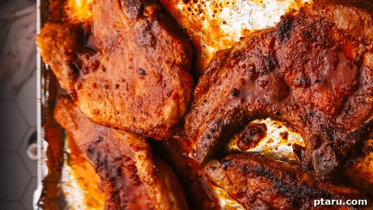 Perfect Oven Baked Pork Chops 6 Step-by-step image of broiling pork chops in the oven.