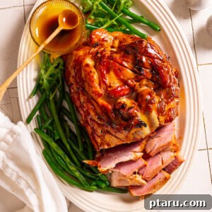 Crockpot Ham, glazed and ready to serve.