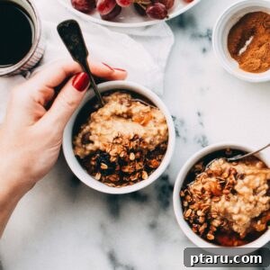 Slow-Cooker Pumpkin Spice Oatmeal, garnished.