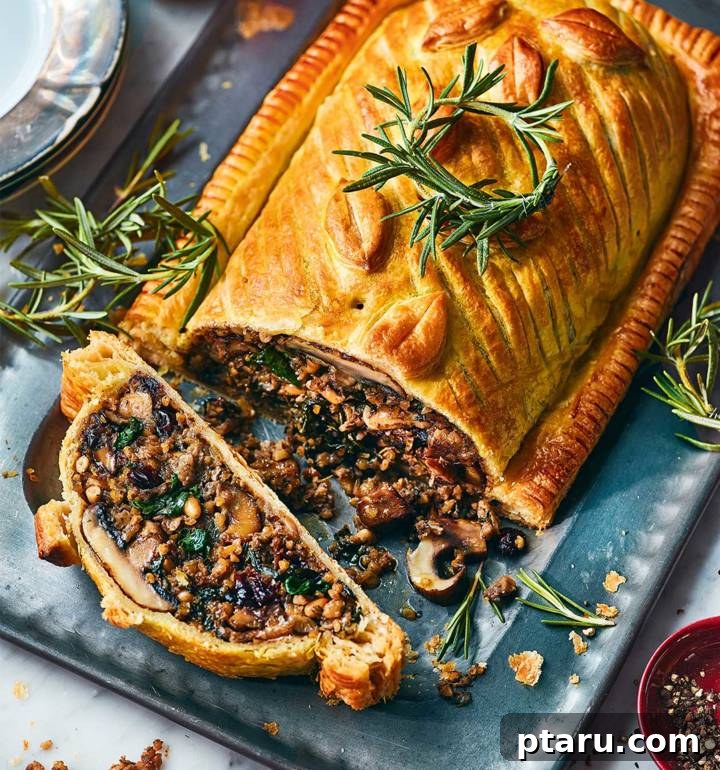 Over 60 Irresistible Recipes for Your Easter Feast 28 Elegant Chestnut Mushroom Wellington, golden brown and ready to serve.