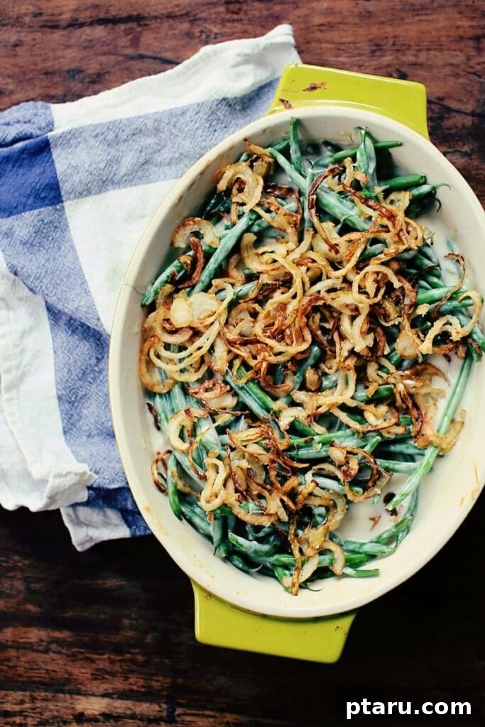 Over 60 Irresistible Recipes for Your Easter Feast 35 Hearty Green Bean Casserole topped with golden fried onions.