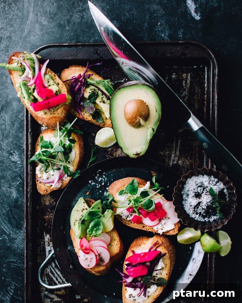 Over 60 Irresistible Recipes for Your Easter Feast 8 Colorful Rainbow Crostini topped with various fresh, seasonal ingredients.