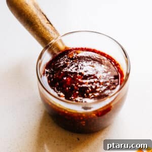 Teriyaki sauce recipe in a small saucepan.