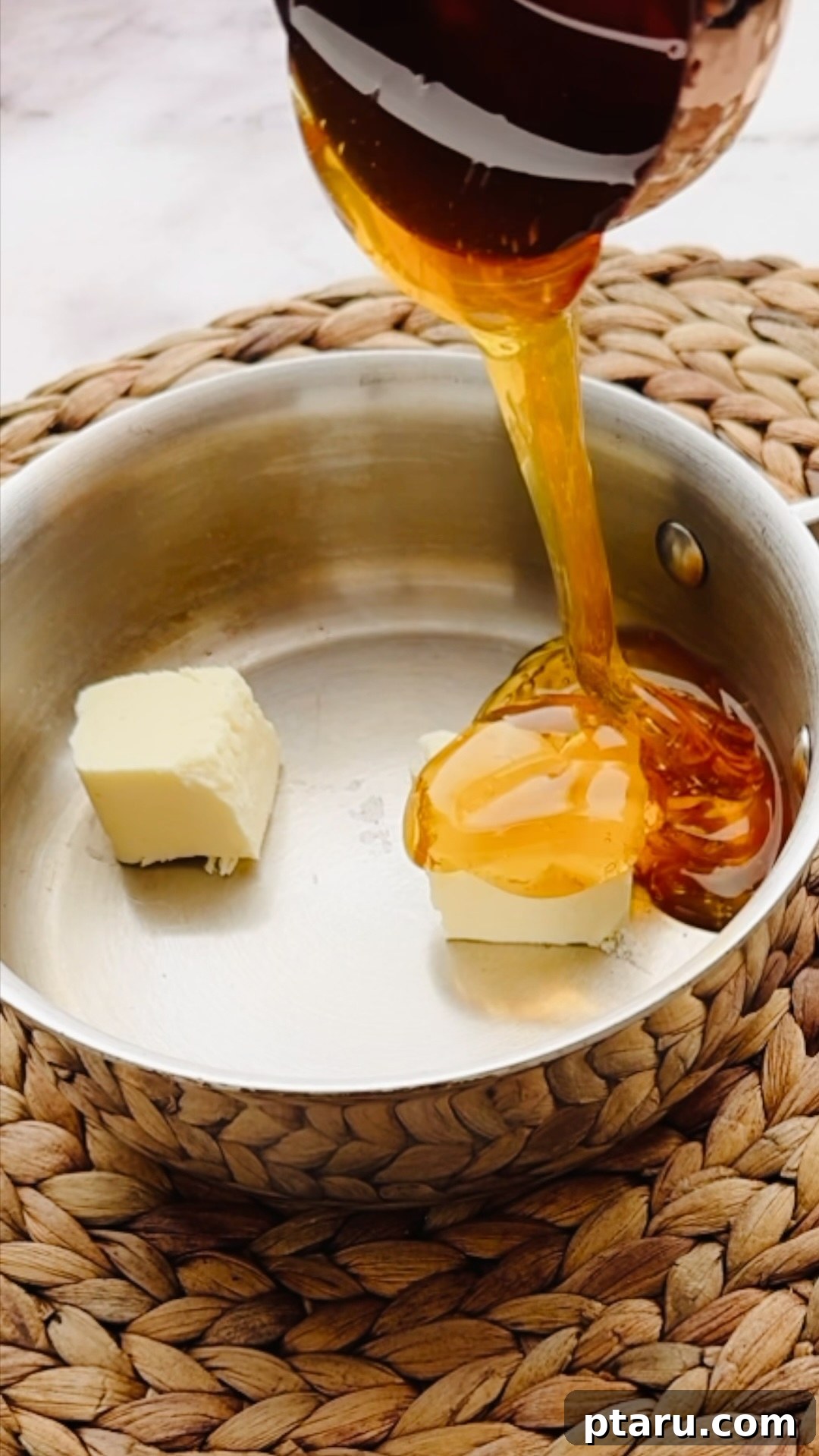 Sweet Heat Honey 4 Step 1: Combining hot honey ingredients in a saucepan