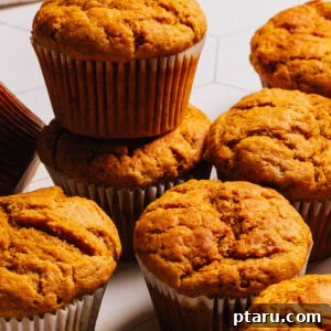 Close-up of freshly baked Pumpkin Banana Muffins.
