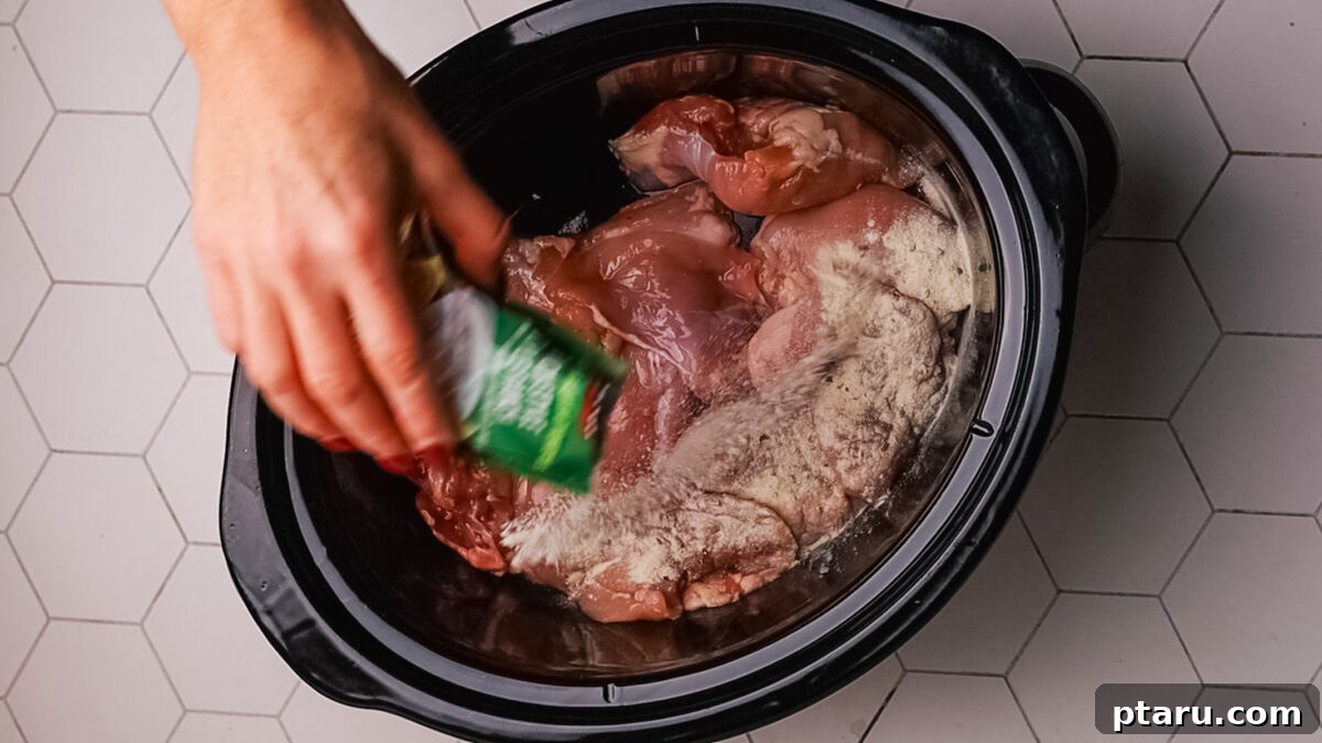 Seriously Addictive Ranch Chicken 5 Step 2: Sprinkle ranch seasoning over chicken.