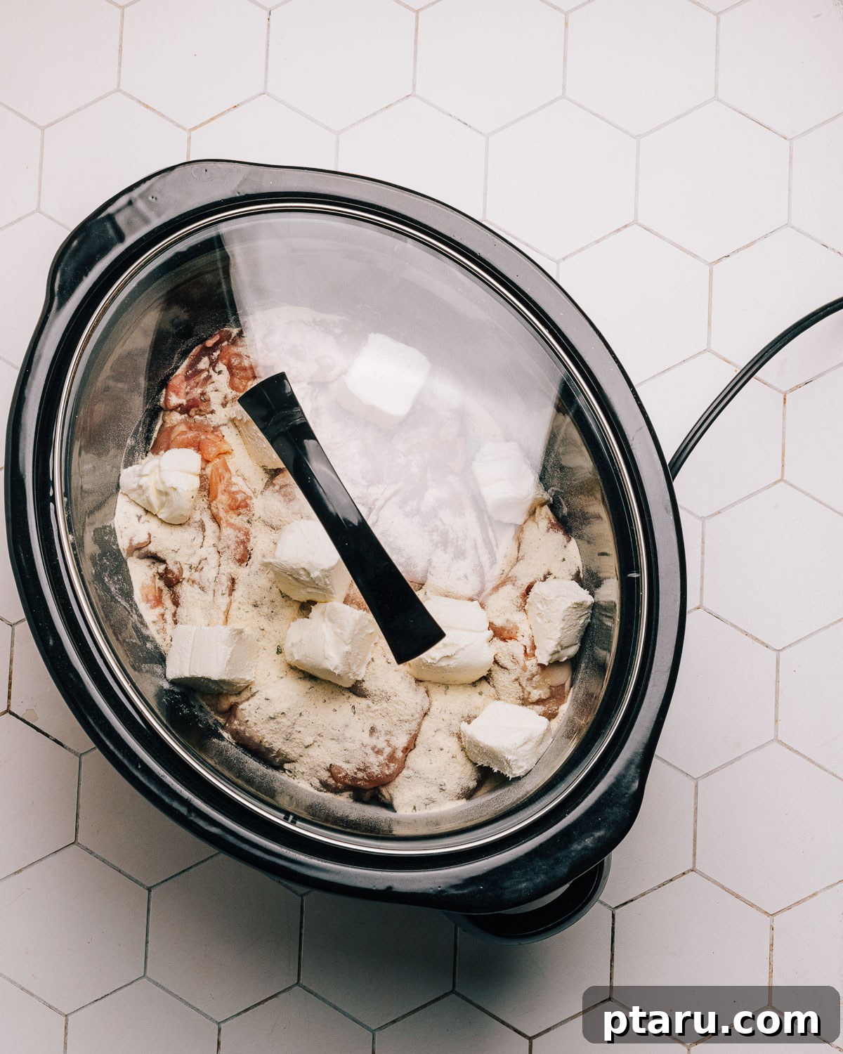 Seriously Addictive Ranch Chicken 6 Step 3: Add chunks of cream cheese.