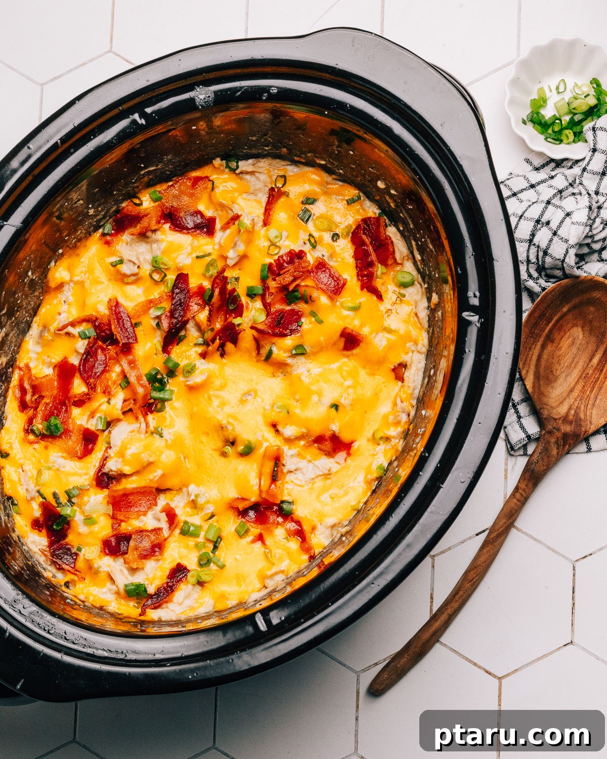 Seriously Addictive Ranch Chicken 9 Step 6: Stir in cheddar cheese and bacon.