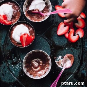 Double Chocolate Pudding garnished with a mint leaf