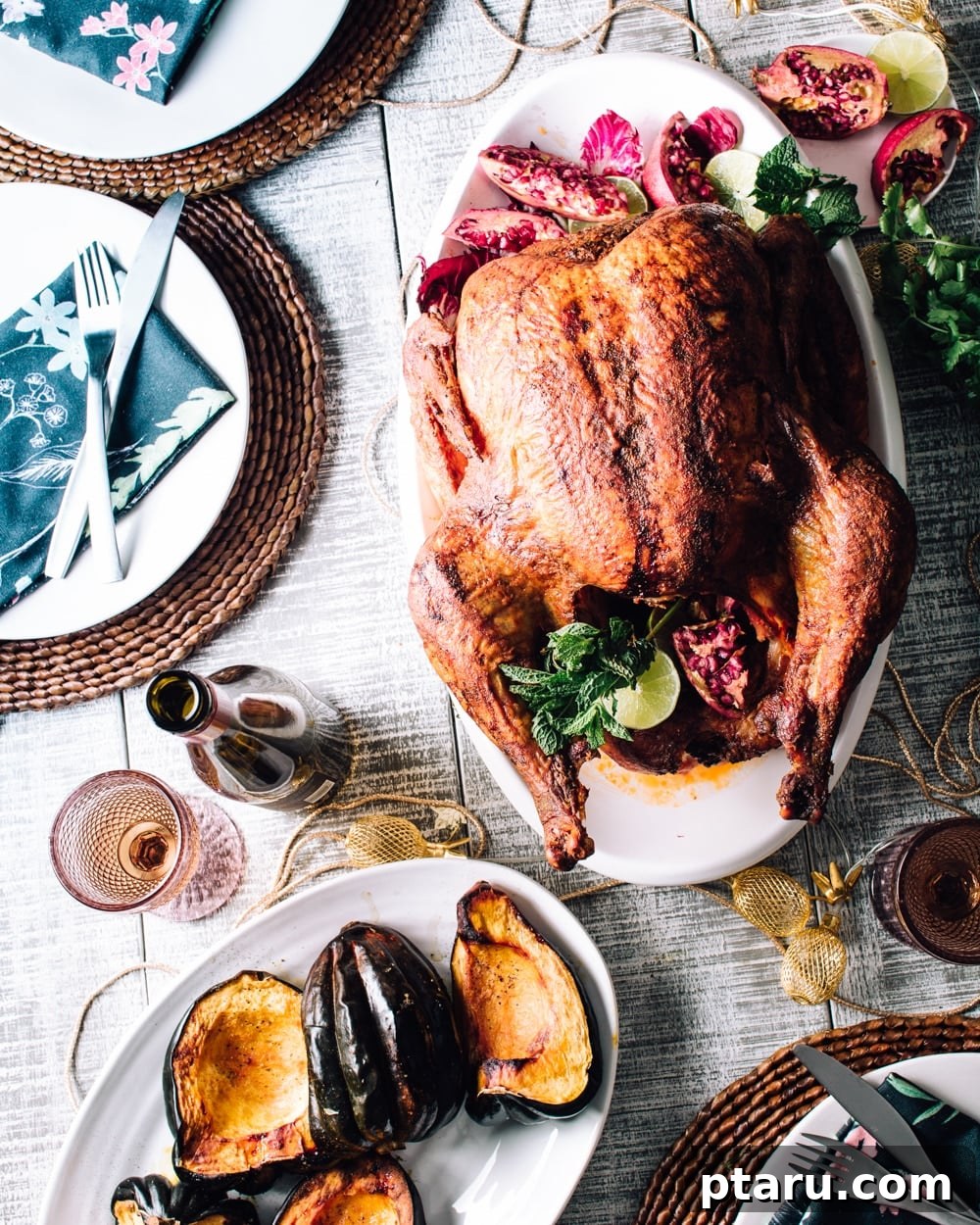 Indian Spiced Roasted Turkey 2 Delicious Tandoori Turkey with crispy skin, ready to be served.