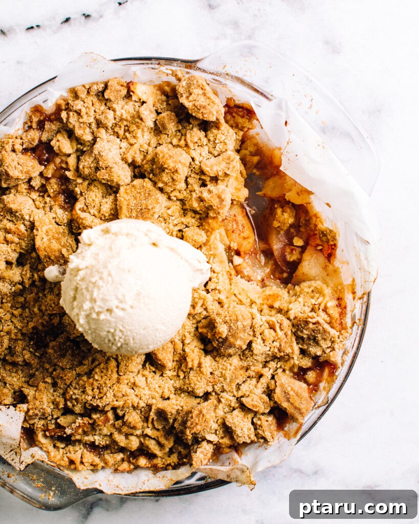 Rustic Brown Sugar Pear Crumble 2 Delicious Brown Sugar Pear Crisp in a baking dish