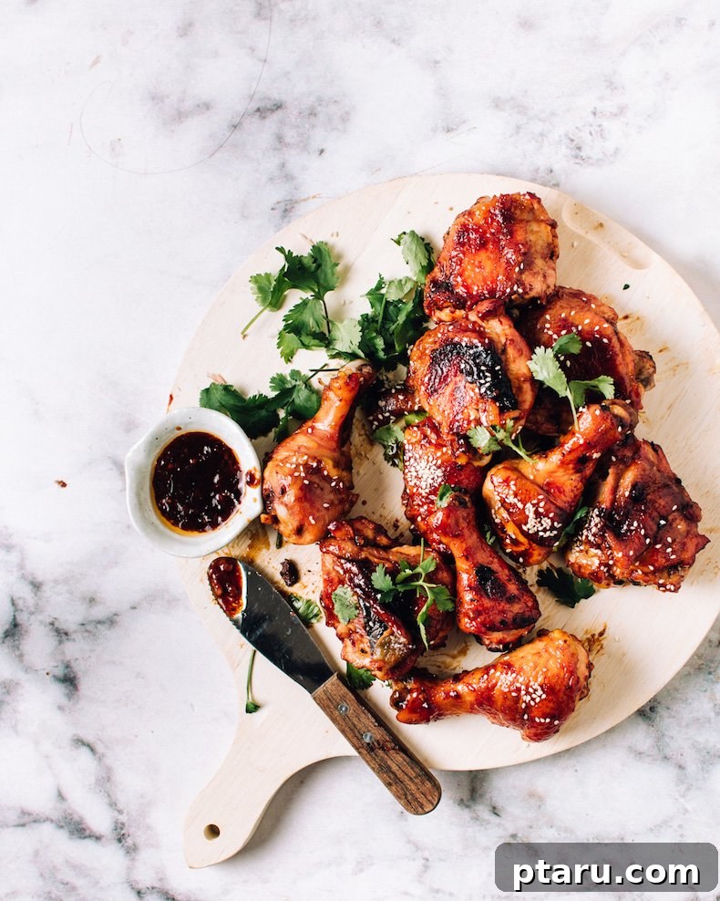 Sticky BBQ Chicken Drumsticks and Thighs 6 Crispy, baked bbq chicken legs fresh out of the oven