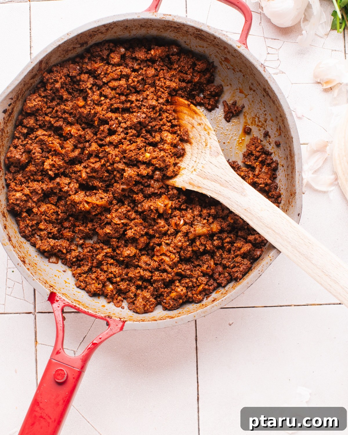 Authentic Mexican Ground Beef Tacos 3 Rich ground beef filling for delicious fried tacos