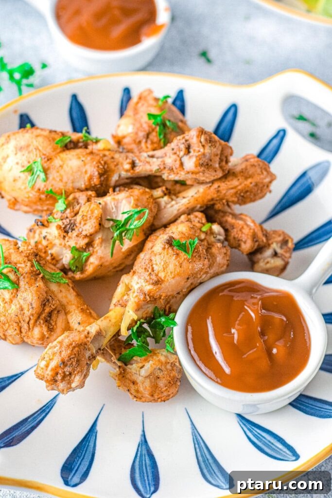 41 Succulent Chicken Drumstick Recipes You Can Make Effortlessly 22 Tender Instant Pot Chicken Drumsticks served with a savory dip.