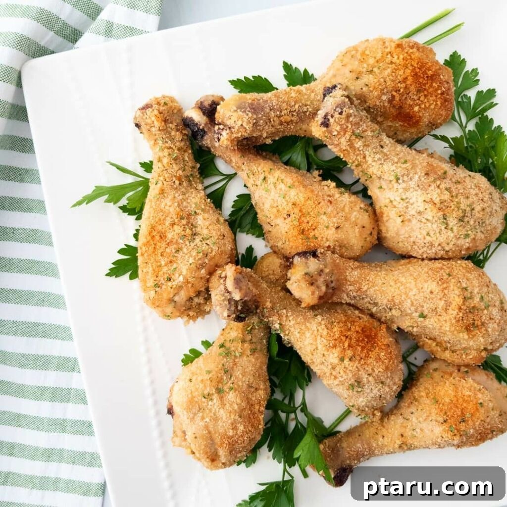 41 Succulent Chicken Drumstick Recipes You Can Make Effortlessly 28 Beautifully stacked Baked Parmesan Chicken Drumsticks, golden and crispy.