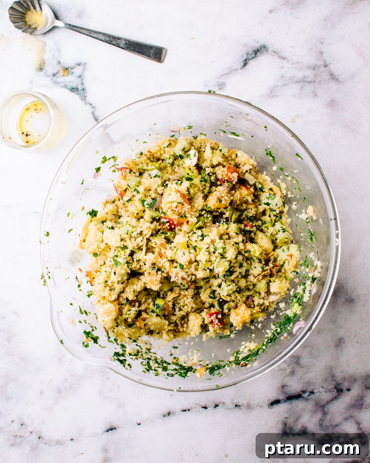 Bright Lemon Couscous Salad 3 bowl of couscous salad all mixed up