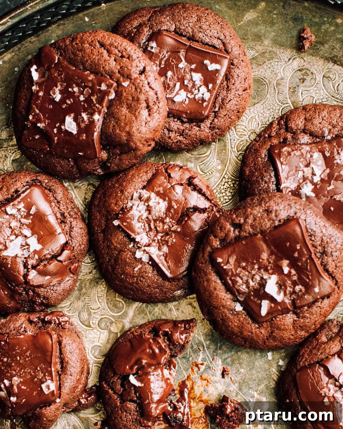 Valentines Sweet Indulgences 16 Fudgy brownie cookies on a tray.