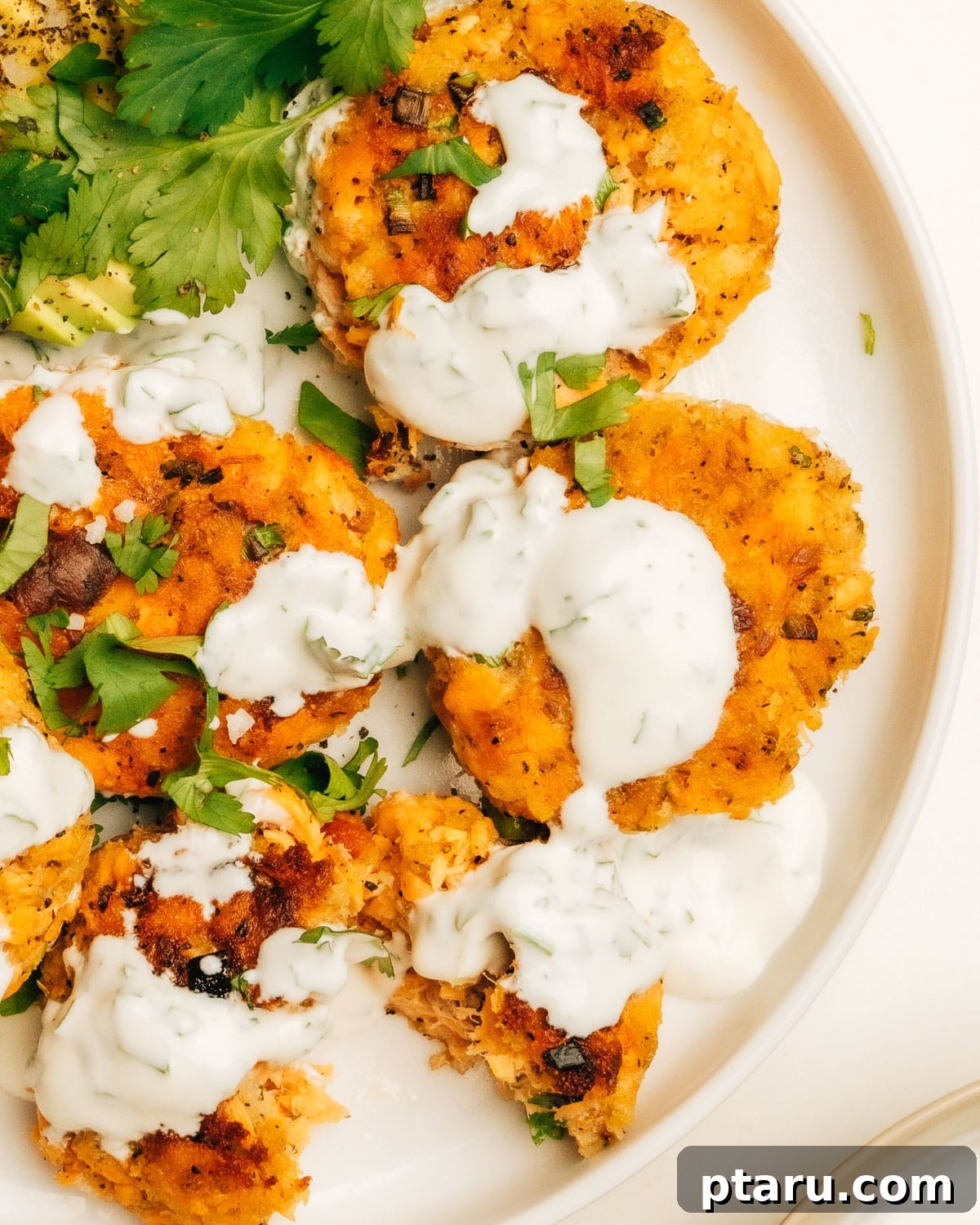 Easy Crispy Salmon Patties Recipe Crispy Salmon Patties served with fresh greens and a creamy dill sauce.