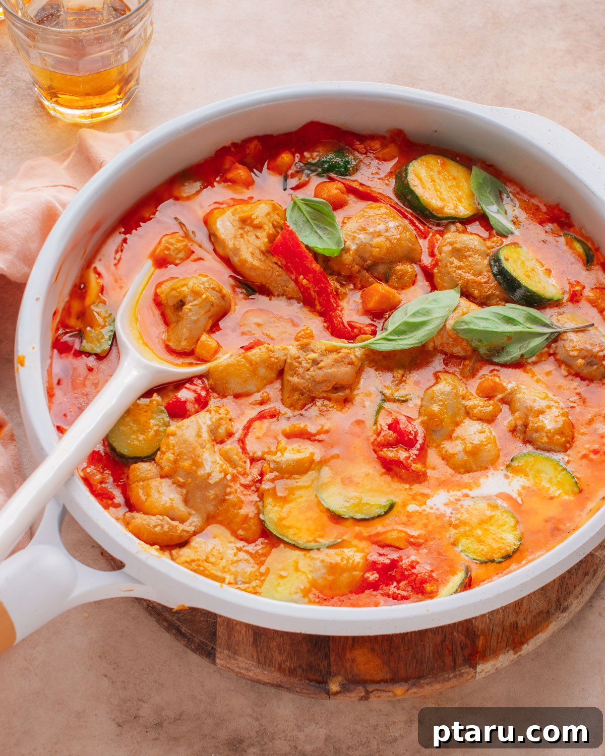 30 One-Pan Chicken Dinners: A Month of Simple Recipes 16 Red curry chicken with vegetables over rice.