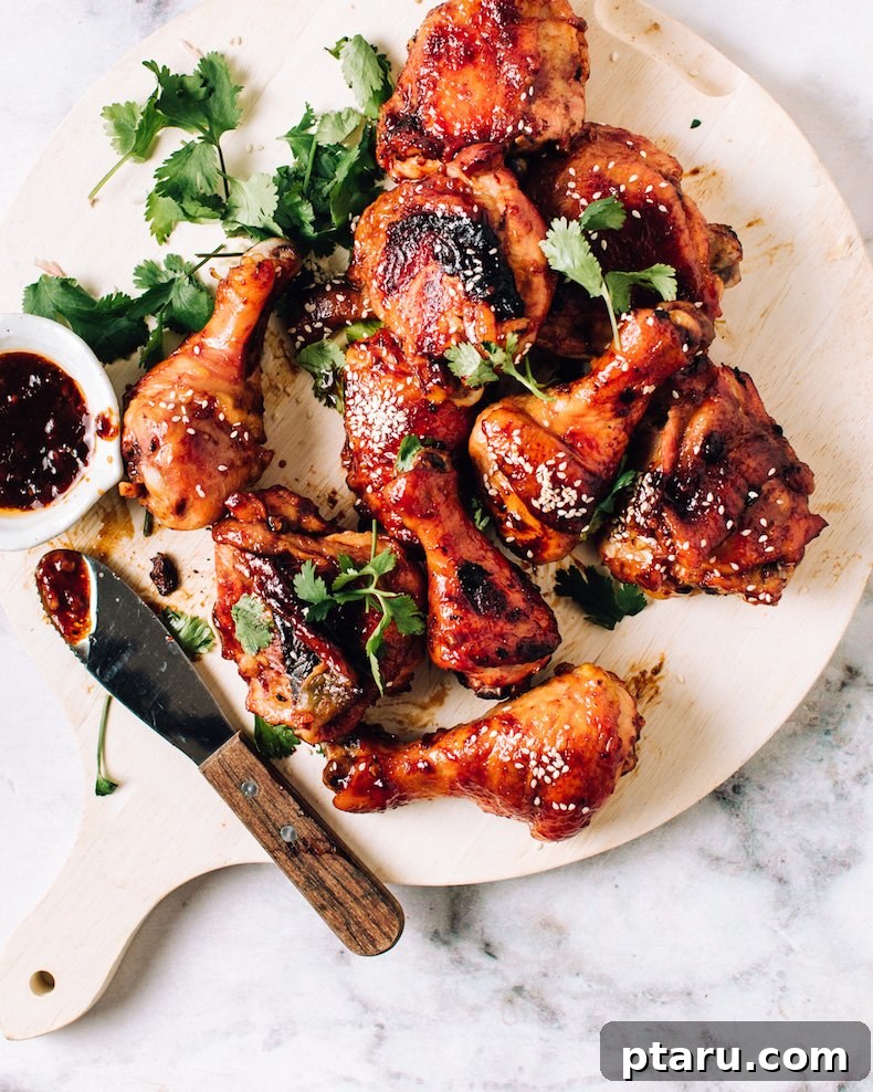 30 One-Pan Chicken Dinners: A Month of Simple Recipes 19 Honey BBQ baked chicken drumsticks.