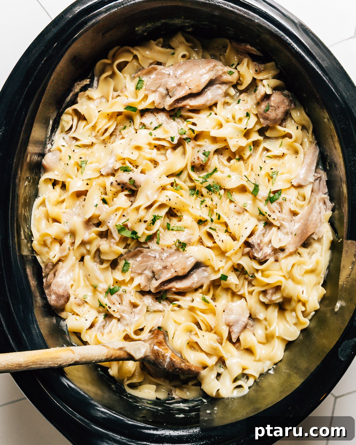30 One-Pan Chicken Dinners: A Month of Simple Recipes 29 Crockpot chicken and noodles.