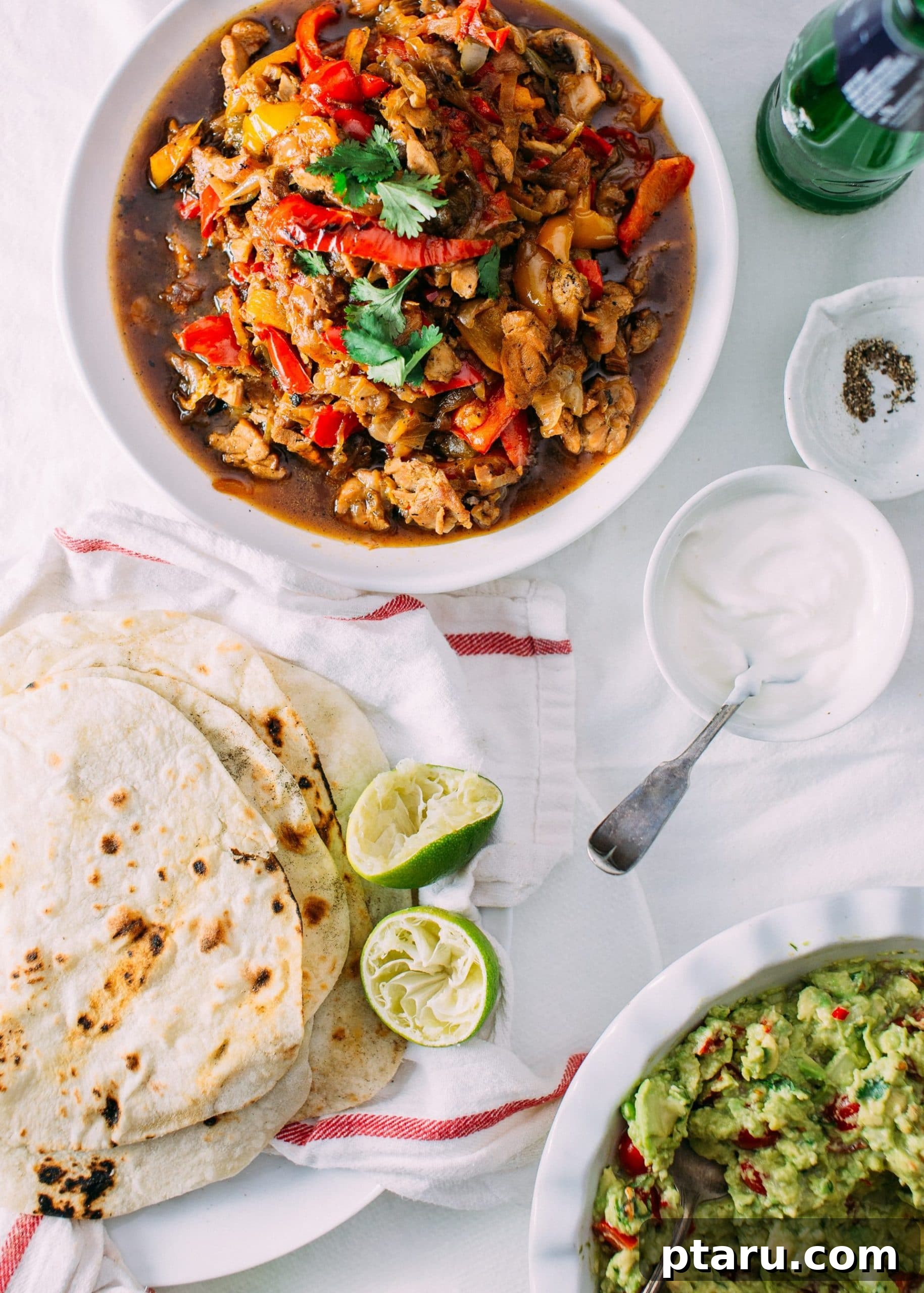 30 One-Pan Chicken Dinners: A Month of Simple Recipes 10 Chicken fajitas with peppers and onions.