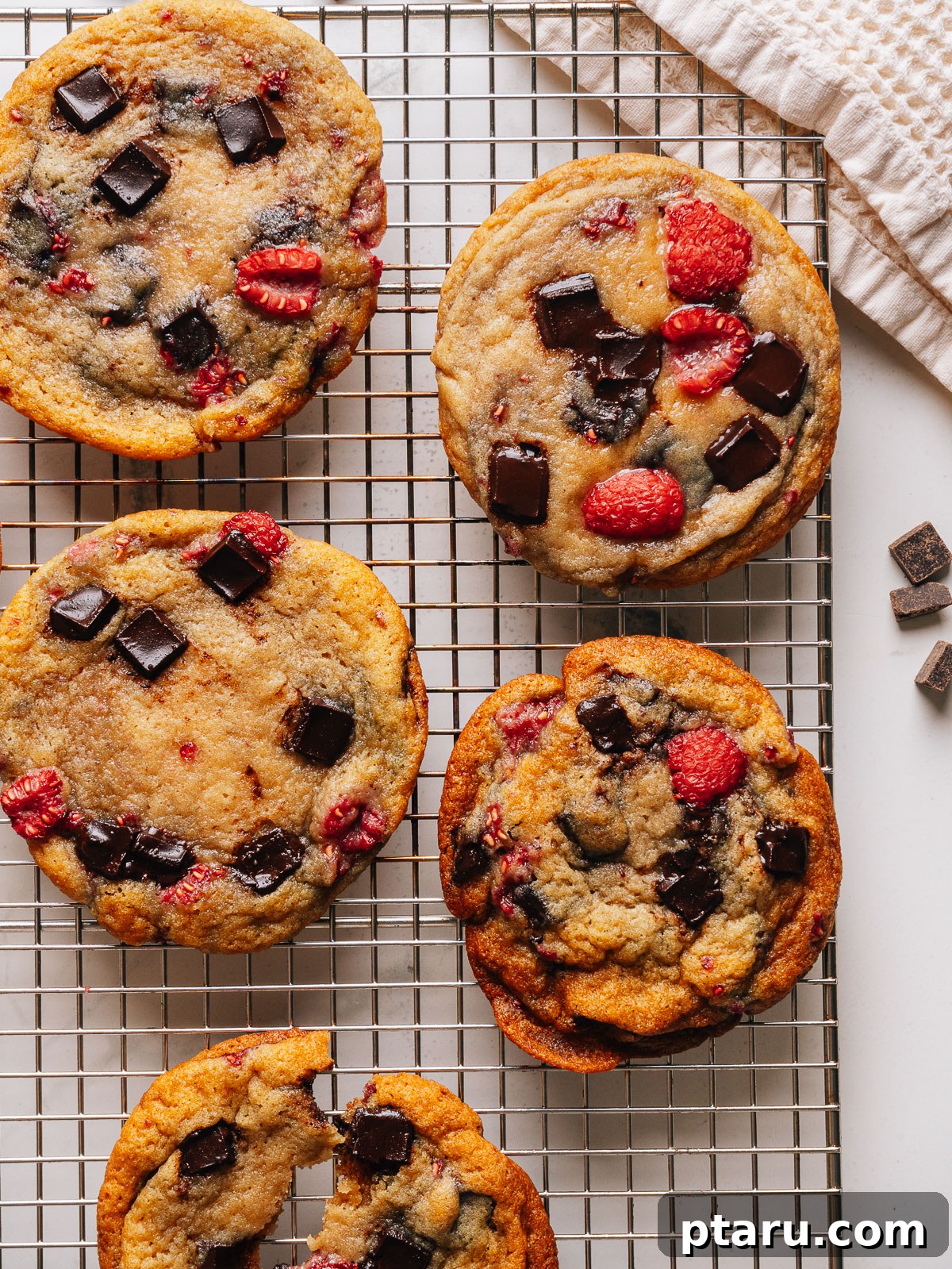 Chewy Raspberry Chocolate Chip Cookies with Fresh Raspberries 4 img 57865 3