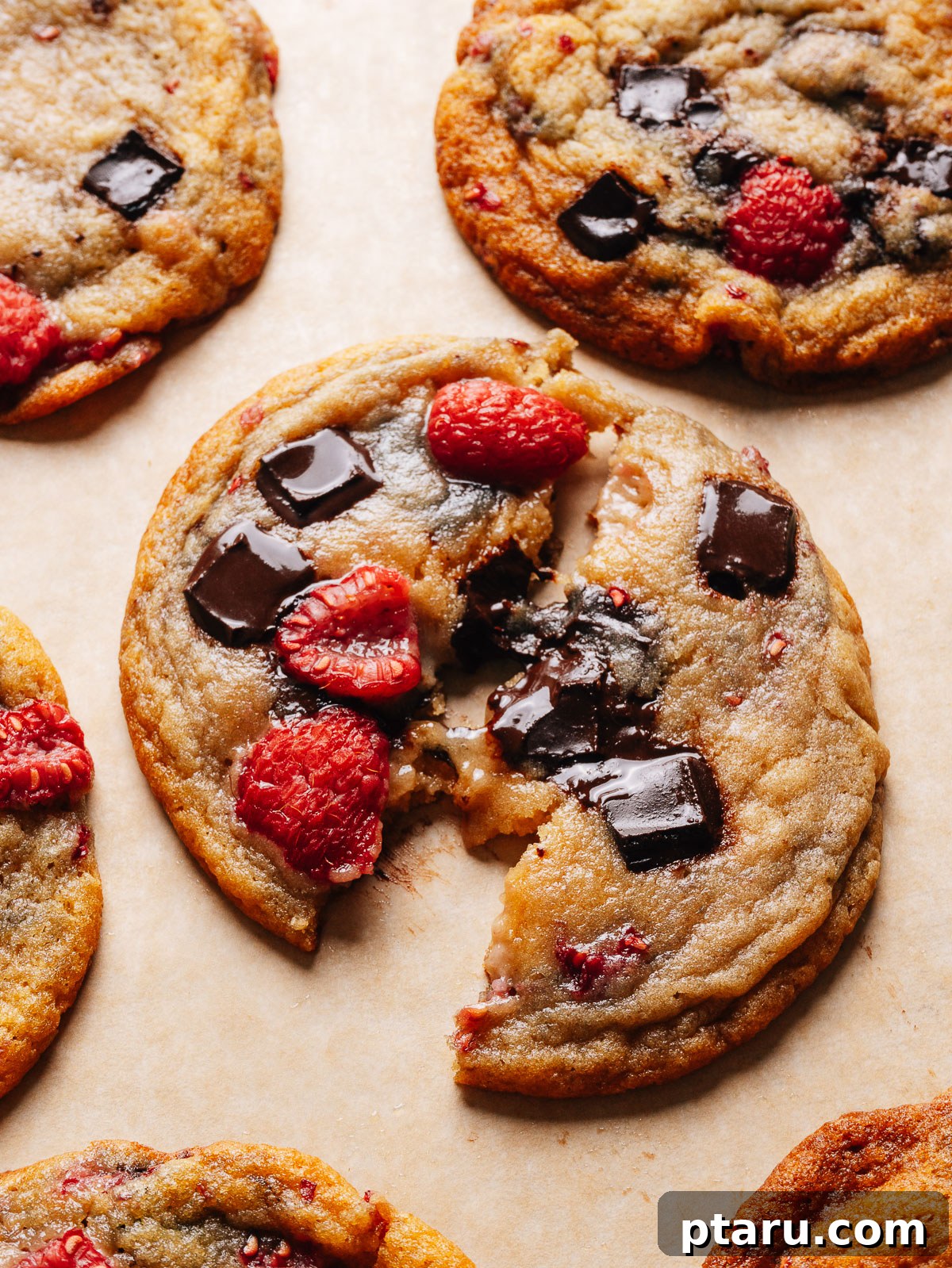 Chewy Raspberry Chocolate Chip Cookies with Fresh Raspberries 9 img 57865 8